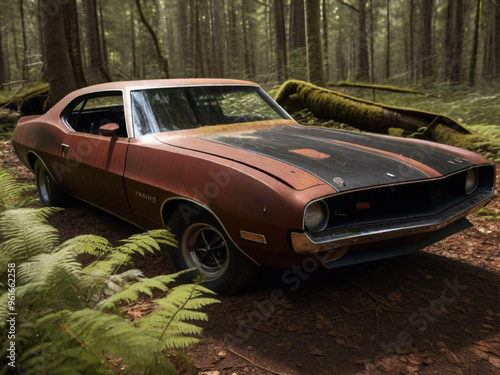 old car in the woods