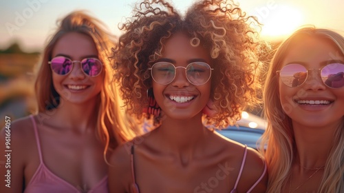 afro American women portrait in summer day, vacation theme