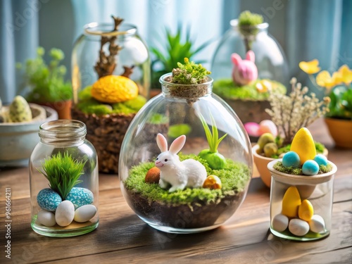 Easter Day Crafts Terrariums Miniature Easter Garden Glass Container Crafting photo