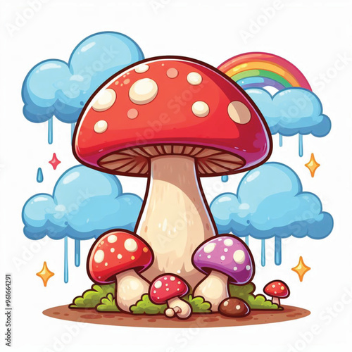 Cute Mushroom vector illustration white background