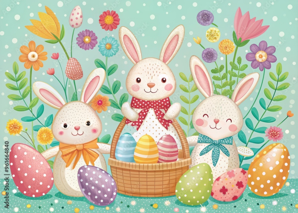 easter bunny with eggs easter bunny with eggs