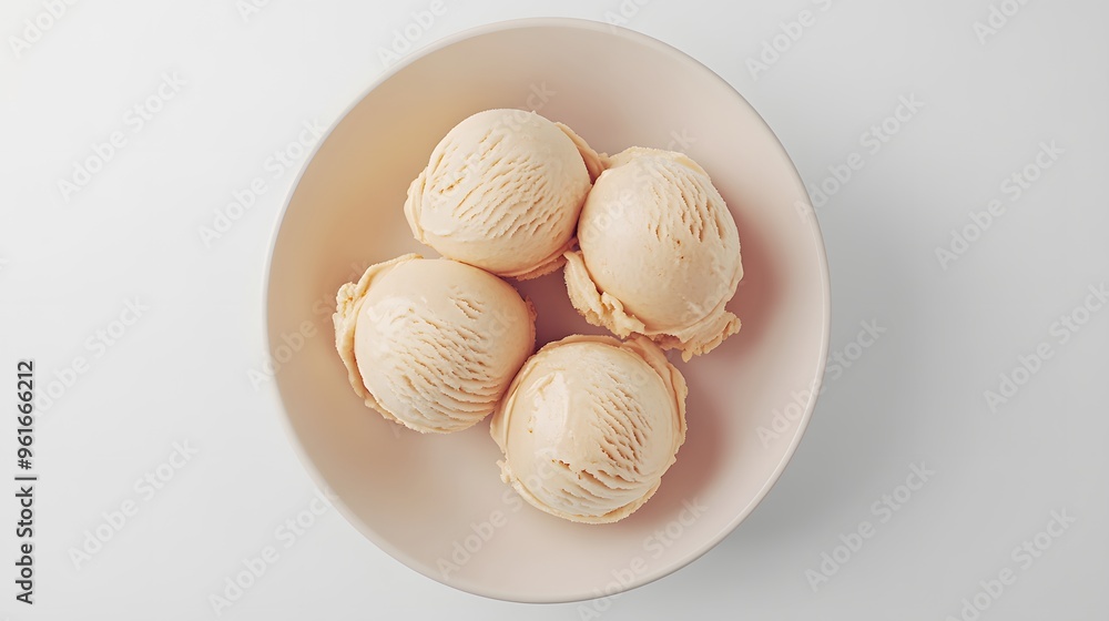 Creamy vanilla ice cream scoops in a bowl – minimalist dessert artistry Creamy vanilla ice cream scoops in a bowl – minimalist dessert artistry