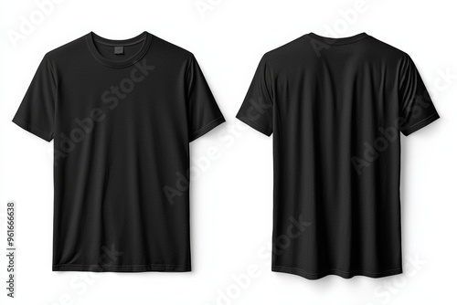 Black Tshirt Mockup Front and Back Isolated created with Generative AI