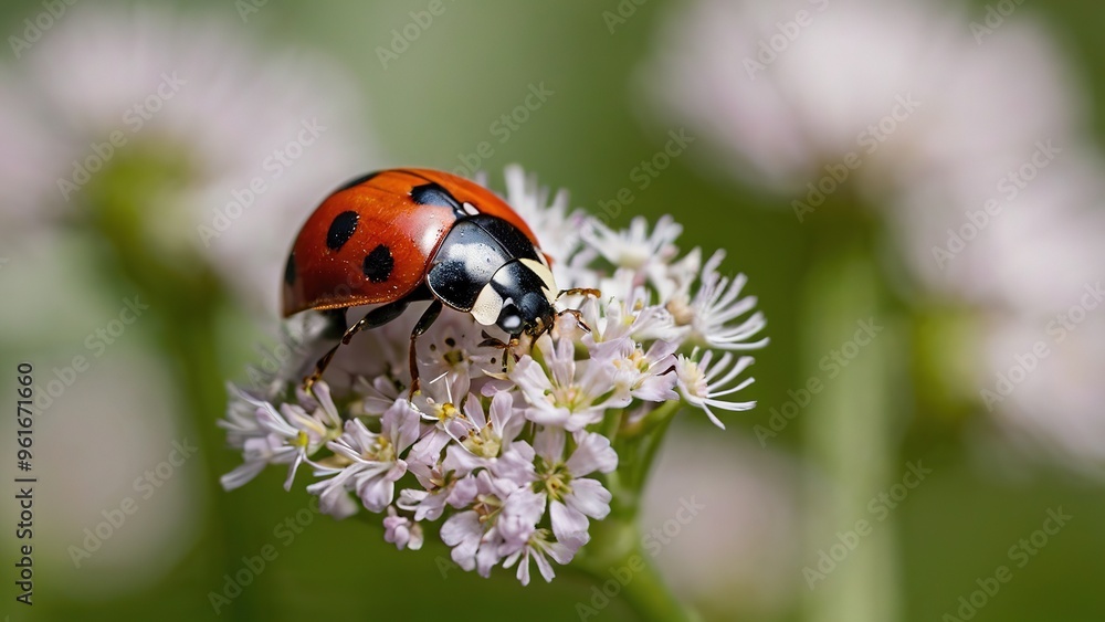 Fototapeta premium Ladybug, macro, flowers, botanical, foral, insects, flora, nature