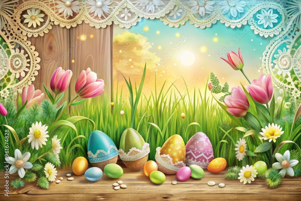 easter eggs in the grass easter eggs in the grass