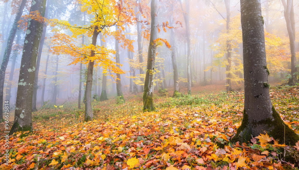 autumn forest in the morning autumn forest in the morning