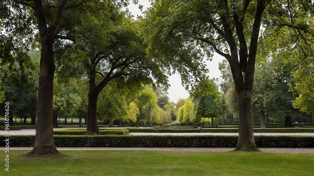 Green park landscape with bushes and trees, cut out Green park landscape with bushes and trees, cut out