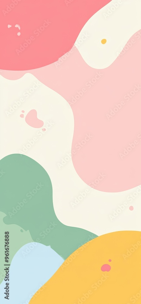 Abstract flat color background with playful shapes in pastel shades of pink, green, yellow, and blue for creative design projects Abstract flat color background with playful shapes in pastel shades of pink, green, yellow, and blue for creative design projects