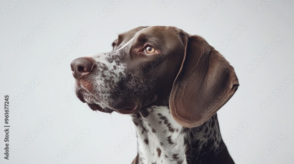 A close-up portrait of a brown and white dog, showcasing its features and expression. A close-up portrait of a brown and white dog, showcasing its features and expression.