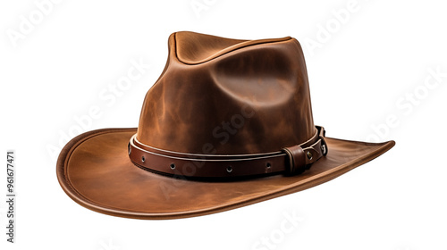 retro vintage cowboy hat, studio view, isolated on transparent background.