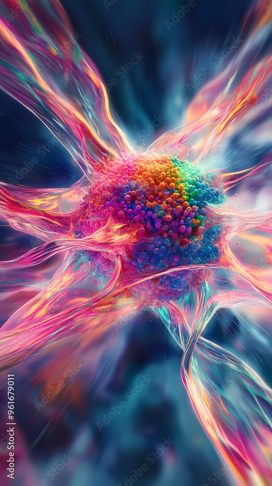 Naklejka premium Microscopic view of biological cells with dynamic exploration