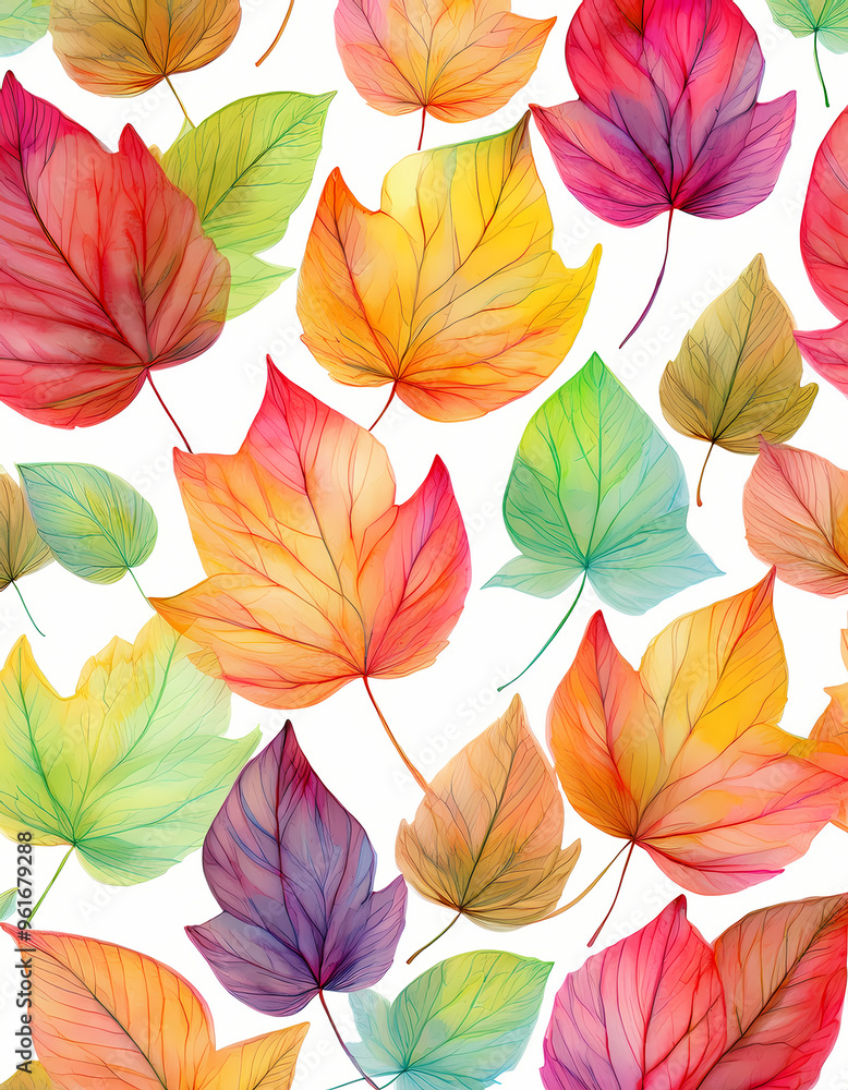 Autumn Fall leaves Pattern , isolated on white background Autumn Fall leaves Pattern , isolated on white background