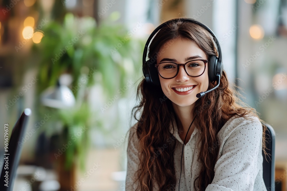 Friendly call center agent answering incoming calls with a headset, providing customer service remotely. Happy woman using her excellent communication skills to resolves customer issues, ai Friendly call center agent answering incoming calls with a headset, providing customer service remotely. Happy woman using her excellent communication skills to resolves customer issues, ai