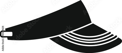 Simple black sun visor icon representing a popular summer hat style