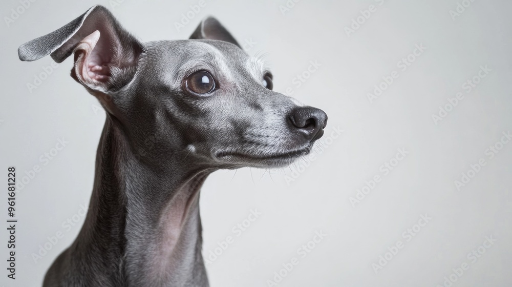 A close-up portrait of a grey dog with a thoughtful expression against a neutral background. A close-up portrait of a grey dog with a thoughtful expression against a neutral background.