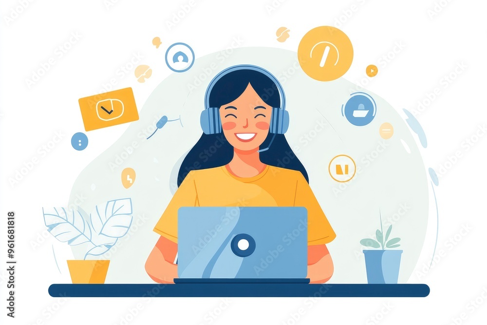 Woman, laptop and call center agent with smile for customer service, crm and help or support. Sales representative, tech and telemarketing with portrait for communication, networking , ai Woman, laptop and call center agent with smile for customer service, crm and help or support. Sales representative, tech and telemarketing with portrait for communication, networking , ai