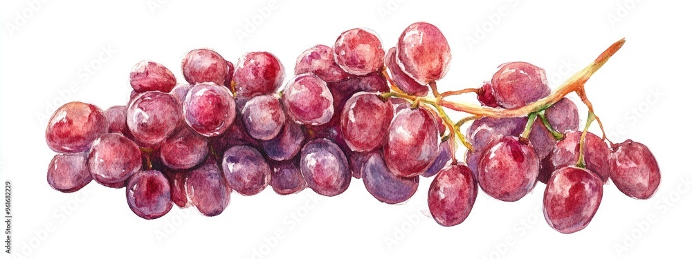 Obraz premium Vibrant Watercolor Grapes: A Stunning Still Life Illustration of Fresh Produce