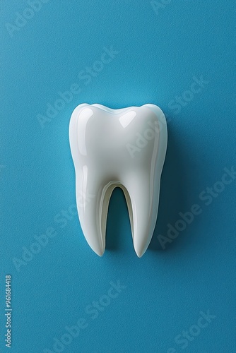 Isolated Tooth Model on Blue Background for Dental and Oral Health Concepts