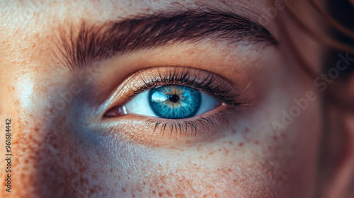 Close View to Blue Eyes - Micro Photography Portrait Enhanced With Ai