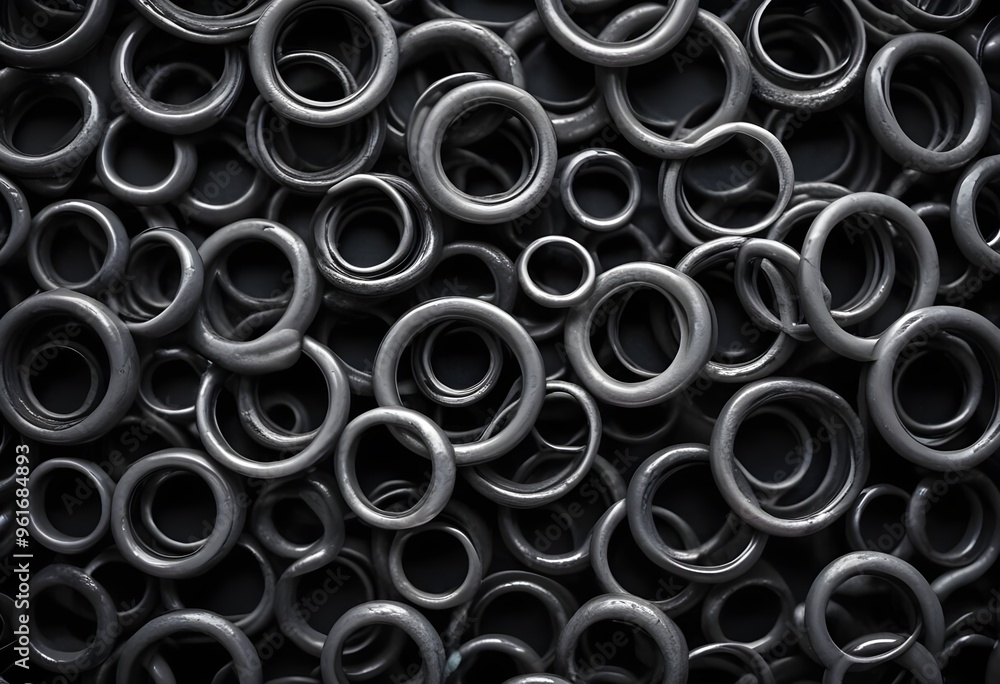 Abstract dark background of small rings in shades of black and gray colors. Dark Abstract Background with Small Rings in Shades of Black and Gray Abstract dark background of small rings in shades of black and gray colors. Dark Abstract Background with Small Rings in Shades of Black and Gray