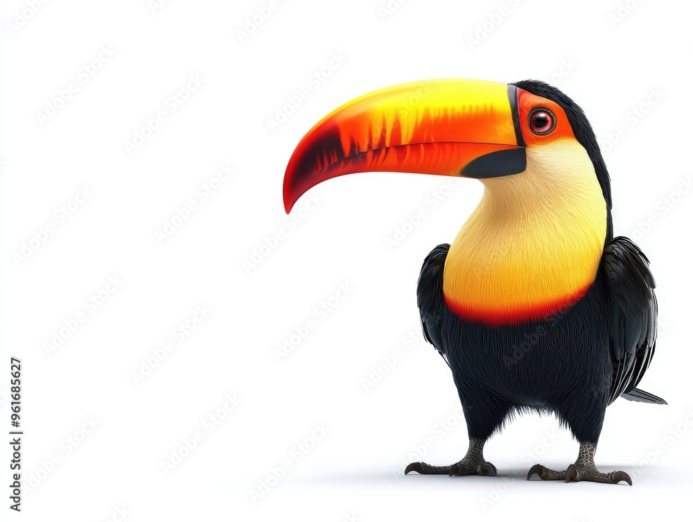 Naklejka premium Toco toucan bird standing with big beak