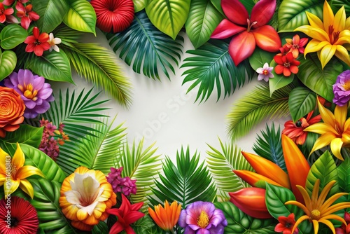 exotic flower border designs tropical vibrant beauty warm colors