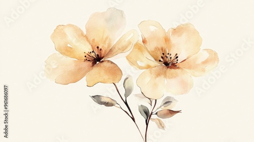 Delicate Watercolor Flowers: A Serene Botanical Art for Home Decor