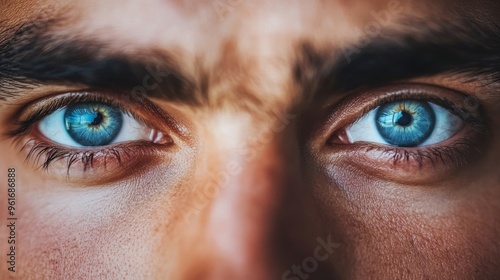 An up-close view of the watchful and frightened eyes of a boy can be seen on the screen.