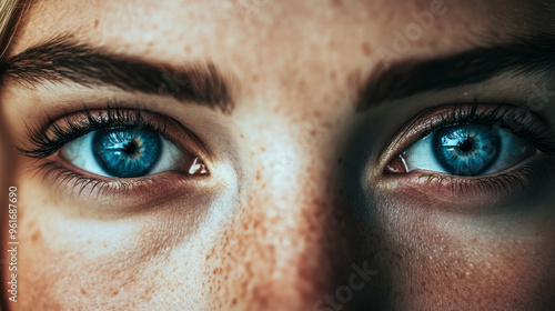 Close View to Blue Eyes - Micro Photography Portrait Enhanced With Ai