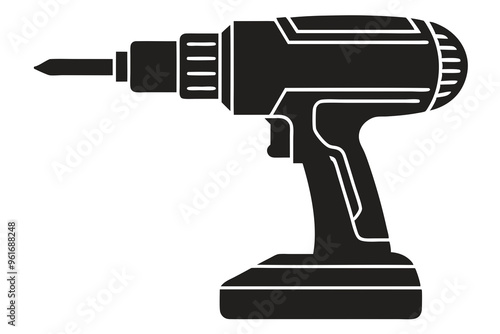 Electric drill machine silhouette vector, Drill icon