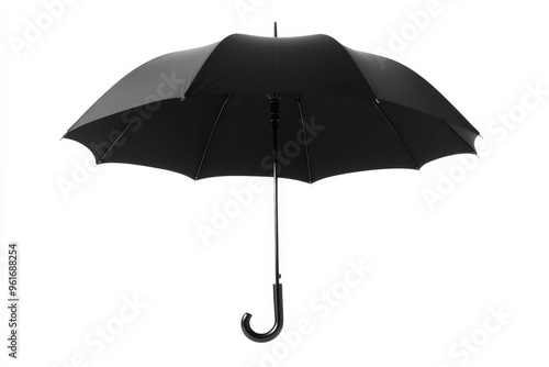 Black Umbrella. Classic and Simple Design for Elegant Protection, Isolated on White Background