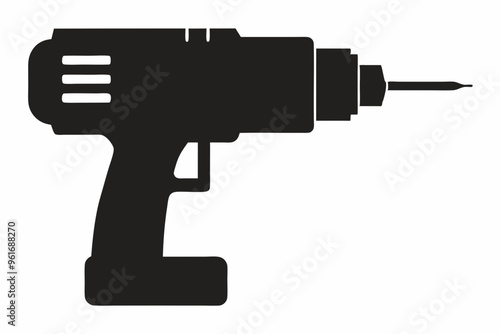 Electric drill machine silhouette vector, Drill icon