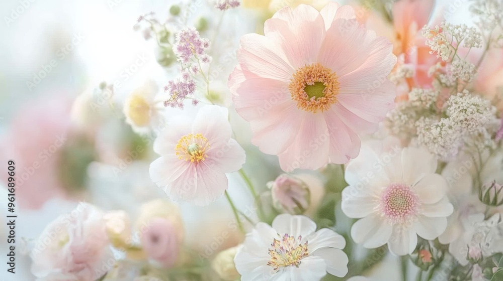 Delicate Pastel Flowers in Soft Floral Bouquet Delicate Pastel Flowers in Soft Floral Bouquet