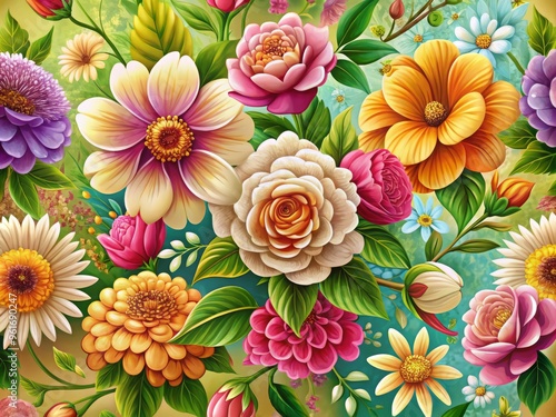 floral illustration background art design with detailed illustration