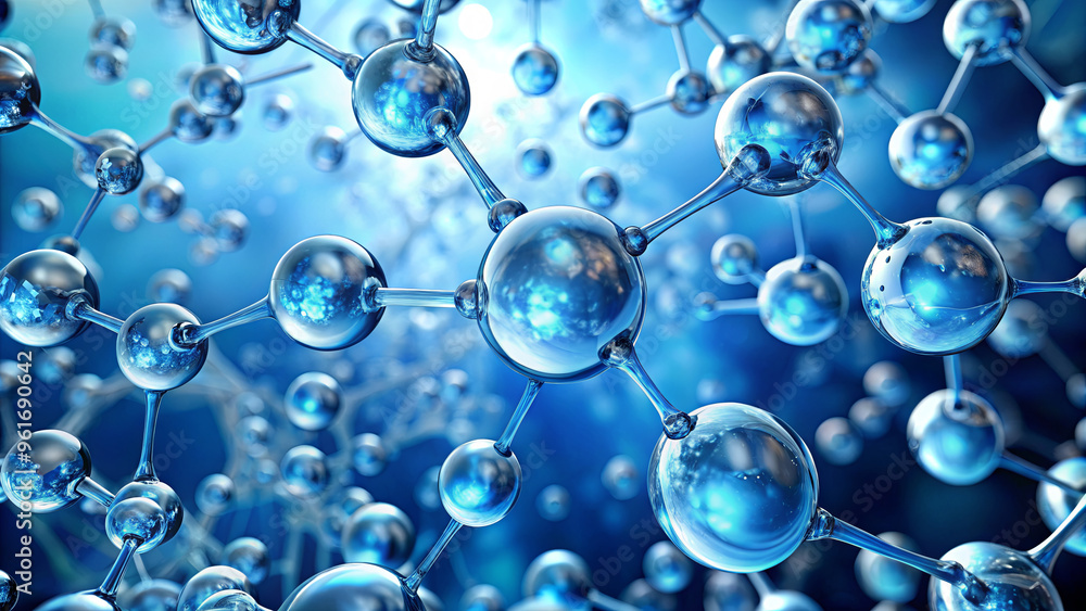 A close-up view reveals interconnected blue molecules illustrating the complex structures and interactions typical in scientific research, showcasing molecular dynamics in detail A close-up view reveals interconnected blue molecules illustrating the complex structures and interactions typical in scientific research, showcasing molecular dynamics in detail
