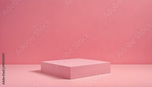 Minimal podium, pedestal, stage, Geometric shapes, blocks, display, presentation. tone on tone . monotone product display background. color background. pink, red, peach color. 