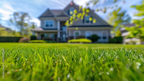 Wallpaper Mural Suburban house with green lawn on a sunny day. Torontodigital.ca