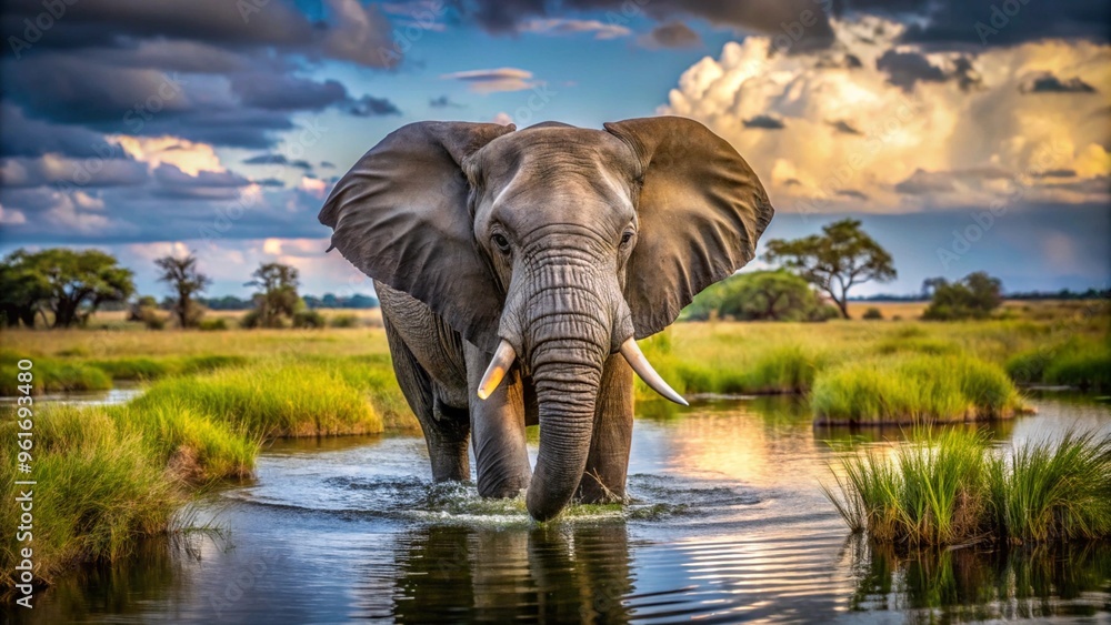 Fototapeta premium Photo of African Elephant in Africa, Botswana. Wildlife photography 