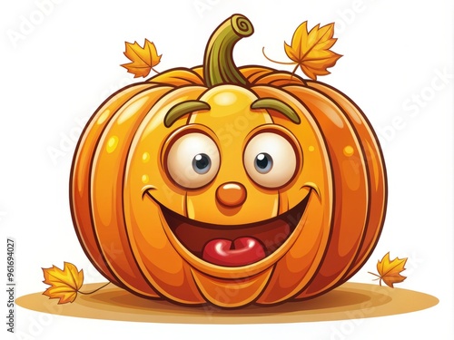 Wallpaper Mural Funny Pumpkin Carving Vector Design Cartoon Character Silly Mood Playful Orange Yellow Color Illustration Concept Torontodigital.ca
