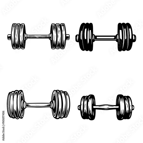 Hand-Drawn Dumbbell Illustrations Fitness, Strength, Workout Graphics