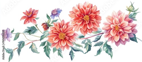 Vibrant Floral Watercolor Design: A Celebration of Colorful Blossoms and Nature's Beauty