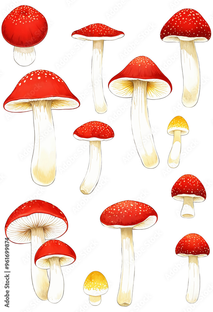 Red Mushrooms with Spots on a transparent background Red Mushrooms with Spots on a transparent background