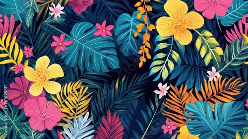 Tropical Paradise: A Vibrant Tapestry of Lush Foliage and Exotic Flowers