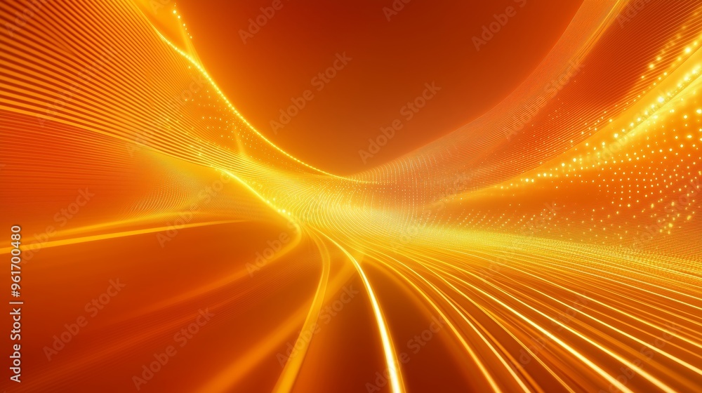Obraz premium Abstract composition of an orange and gold lines on an orange background.