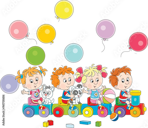 Happy little children playi...