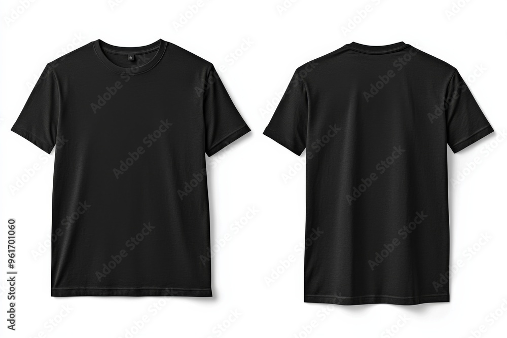 Black Tshirt Mockup Front and Back Isolated created with Generative AI