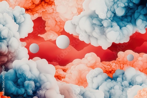 A Vibrant Cloudscape: Exploring Spectacular Colors and Forms in Digital Artistry Enthralling Views photo