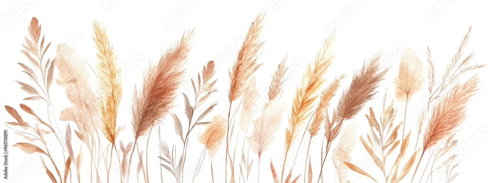 Ethereal Watercolor Plants: A Serene Botanical Illustration in Earthy Tones Ethereal Watercolor Plants: A Serene Botanical Illustration in Earthy Tones