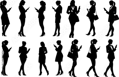 collection of silhouettes of a simple, successful business entrepreneur