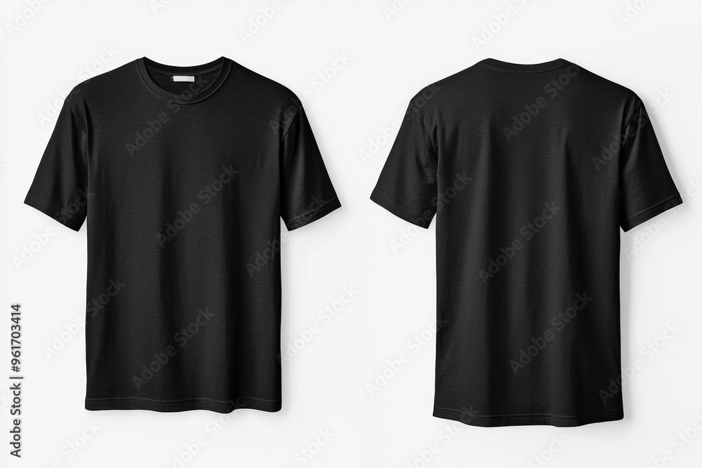 Black Tshirt Mockup Front and Back Isolated created with Generative AI Black Tshirt Mockup Front and Back Isolated created with Generative AI
